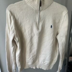 Polo by Ralph Lauren Men's Quarter Zip Up Cream Sweater